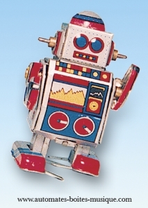 Jouet mécanique de collection en métal : robot mécanique en métal, tôle et fer blanc - Référence de ce robot en métal : 601413