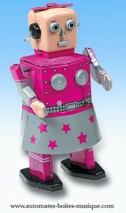 Robô mecânico de coleção em metal, tola e ferro branco agrafado: robô mecânico robô senhora.