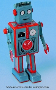 Jouet mécanique de collection en métal : robot mécanique en métal, tôle et fer blanc - Référence de ce robot en métal : 602028