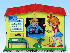 Collectable mechanical Tin Toy made of sheet metal and tin - Item # for this mechanical Tin Toy made of steel : 639803