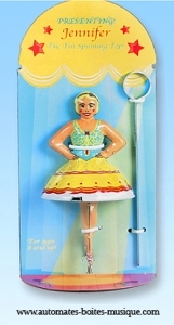 Mechanisches Sammlerspielzeug aus gefalztem Metall, Blech und Weißblech : mechanisches Spielzeug Kreisel Tänzerin "Jennifer".