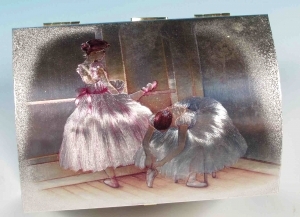Musical jewelry box made of wood with dancing ballerina and traditional 18 note musical mechanism - Item # for this musical jewelry box : 28017