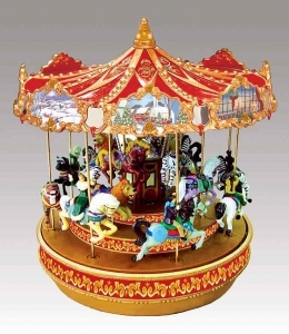 Mr Christmas miniature musical carousel made of resin with electronic musical mechanism - Item # for this Mr Christmas miniature musical carousel : 19870