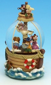 Musical snow globe made of polystone with traditional 18 note spring musical mechanism - Item # for this musical snow globe: 25026