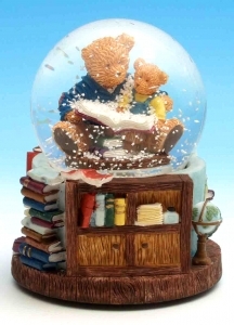 Musical snow globe made of polystone with traditional 18 note spring musical mechanism - Item # for this musical snow globe: 43601