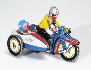 Brinquedo mecânico em metal agrafado, chapa e ferro branco n°MS 709