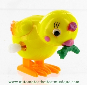 Automate animal marcheur mécanique : automate poussin marcheur mécanique - Référence de l'automate marcheur mécanique : AAM-22