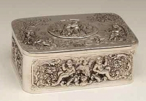 Pájaro cantor mecánico autómata en una tabaquería de plata - Referencia de este pájaro cantor mecánico autómata: MMM-308