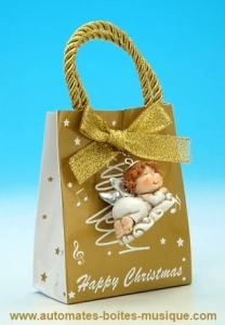Caja de música bolsa musical con mecanismo musical de 18 láminas - Referencia de esta caja de música bolsa musical "ángel de Navidad": 50094-1