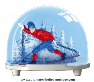 Traditional non-musical snow globe made of plastic without any 18 note musical mechanism - Item # for this non-musical snow globe made in Germany: 2980