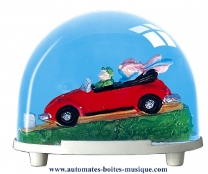 Traditional non-musical snow globe made of plastic without any 18 note musical mechanism - Item # for this non-musical snow globe made in Germany: 2968