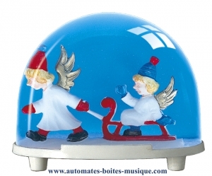 Traditional non-musical snow globe made of plastic without any 18 note musical mechanism - Item # for this non-musical snow globe made in Germany : 3670