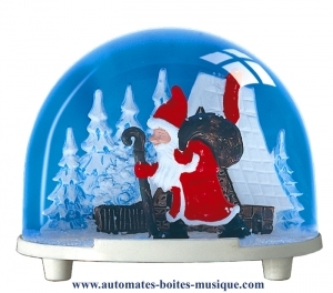 Traditional non-musical snow globe made of plastic without any 18 note musical mechanism - Item # for this non-musical snow globe made in Germany : 3675