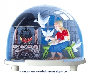 Traditional non-musical snow globe made of plastic without any 18 note musical mechanism - Item # for this non-musical snow globe made in Germany : 3729