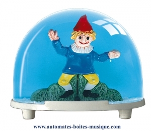 Traditional non-musical snow globe made of plastic without any 18 note musical mechanism - Item # for this non-musical snow globe made in Germany : 3229