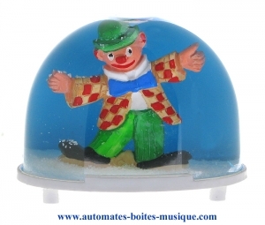 Bola de neve clássica não musical fabricada em Alemanha: bola de neve com palhaço.
