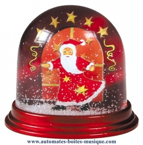 Bola de neve clássica não musical fabricada em Alemanha: bola de neve com Pai Natal.