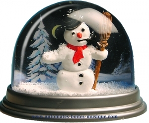 Traditional non-musical snow globe made of plastic without any 18 note musical mechanism - Item # for this non-musical snow globe made in Germany : 3902021