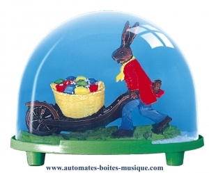 Traditional non-musical snow globe made of plastic without any 18 note musical mechanism - Item # for this non-musical snow globe made in Germany: 2984