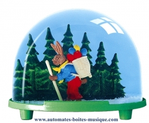 Traditional non-musical snow globe made of plastic without any 18 note musical mechanism - Item # for this non-musical snow globe made in Germany: 2983