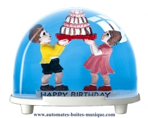 Traditional non-musical snow globe made of plastic without any 18 note musical mechanism - Item # for this non-musical snow globe made in Germany: 2855