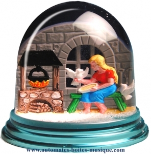 Traditional non-musical snow globe made of plastic without any 18 note musical mechanism - Item # for this non-musical snow globe made in Germany : 342104