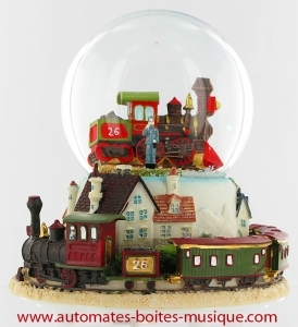 Boule à neige musicale en polystone avec mécanisme musical traditionnel à ressort de 18 lames - Référence boule à neige musicale: 14181