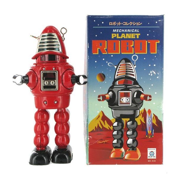 Jouet mécanique en métal (fer blanc) représentant le robot Snow bot Jouet mécanique en métal (fer blanc) représentant le robot Snow bot