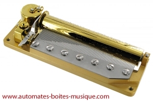 Mecanismo musical de resorte de 78 láminas: mecanismo musical tradicional de metal con acabado dorado - Referencia de este mecanismo musical de resorte: MVT.78
