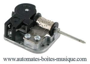 Traditional 18 note spring wound musical mechanism with an immobile extended axis - Item# for this spring wound musical mechanism with an immobile extended axis : 3YA2006-2