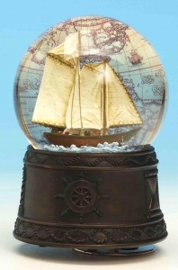 Musical snow globe made of polystone with traditional 18 note spring musical mechanism - Item # for this musical snow globe: 25101