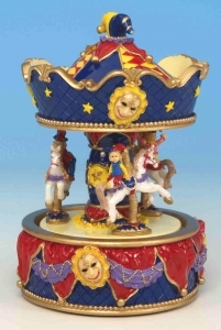 Carrousel musical miniature avec mécanisme musical traditionnel à ressort de 18 lames -  Référence carrousel musical miniature : 14073