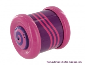 Come back roller wheel de metal : juguete de metal violeta en forma de rueda.