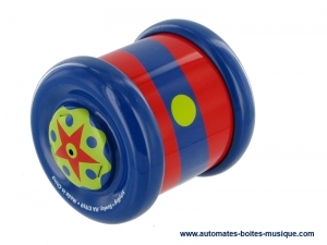 Come back roller wheel made of metal : toy made of blue metal in the shape of a wheel.