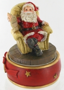 Caja de música con Papá Noel autómata giratorio: caja de música con mecanismo musical tradicional de resorte de 18 láminas - Referencia de esta caja de música con Papá Noel autómata: 54072