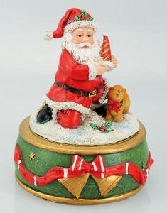 Carillon con Babbo Natale automa girevole con meccanismo musicale tradizionale di carillon 18 note - Codice di questo carillon con Babbo Natale automa : 54071