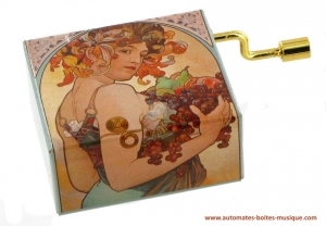 Boîte à musique à manivelle de luxe avec mécanisme musical traditionnel de 18 lames - Référence de cette boîte à musique à manivelle de la collection romantique : BAM-ROM-11