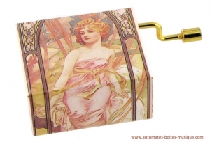 Boîte à musique à manivelle de luxe avec mécanisme musical traditionnel de 18 lames - Référence de cette boîte à musique à manivelle de la collection romantique : BAM-ROM-12