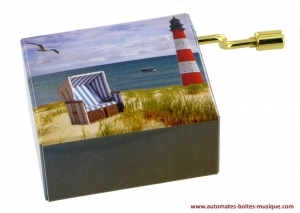 Spieluhr mit Handkurbel aus starkem Karton : Spieluhr "Einladung zur Reise".