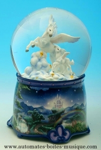 Animated musical snow globe with 18-note wind up musical mechanism - Item# for this musical snow globe: 25175.