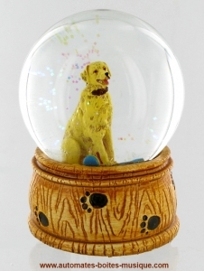 Musical snow globe : musical snow globe with a dog.