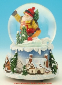 Boule à neige musicale de Noël avec mécanisme musical traditionnel à