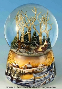 Sfera con neve di resina : sfera con neve gita in slitta.