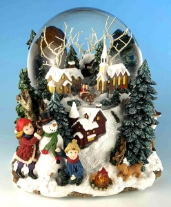 Boule à neige musicale de Noël avec mécanisme musical traditionnel à ressort de 18 lames - Référence de cette boule à neige musicale de Noël : 46076