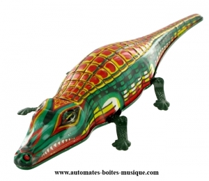 Collectable mechanical tin toy made of sheet metal and tin.