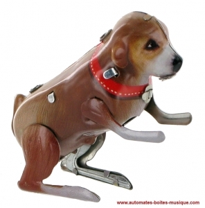 Giocattolo meccanico da collezione di metallo, lamiera e latta : giocattolo meccanico "Cane salterino".