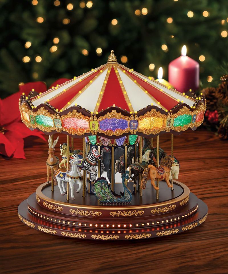 Giostra Musicale In Miniatura Mr Christmas Grande Carosello Di Resina Con Numerose Luce Led E Base In Resina