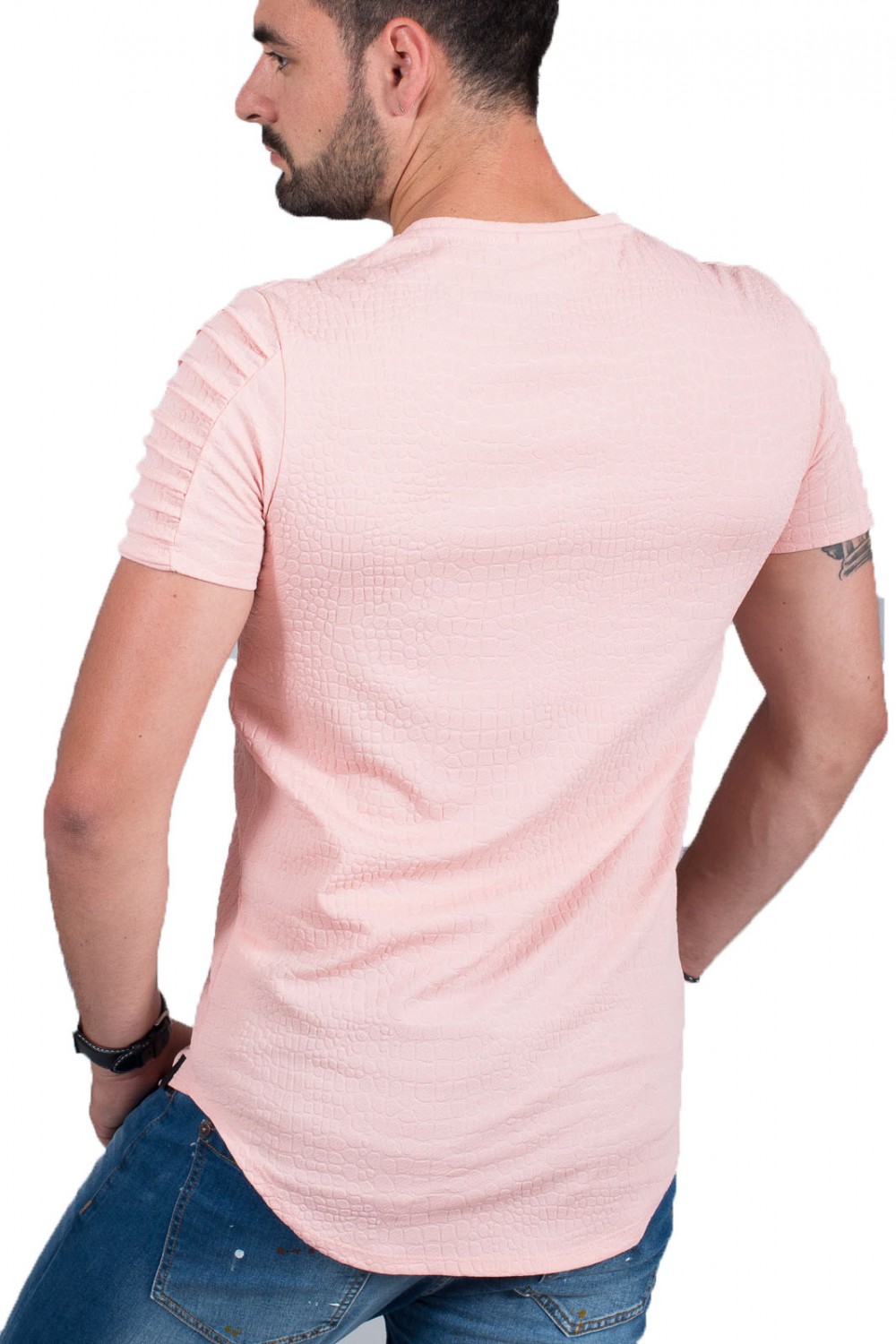 T 180 Asymétrique Reptile Shirt Homme Rose TXZiwOPku
