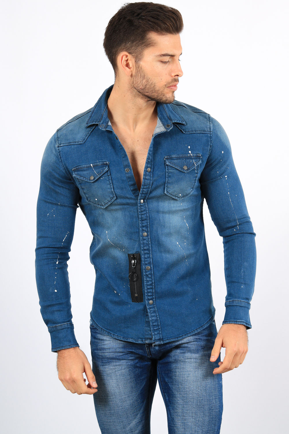 chemise homme en jeans bleu 2365 chemise homme en jeans bleu 2365