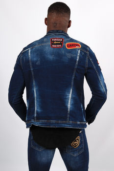Veste en jeans bleu patchs 130 Veste en jeans bleu patchs 130
